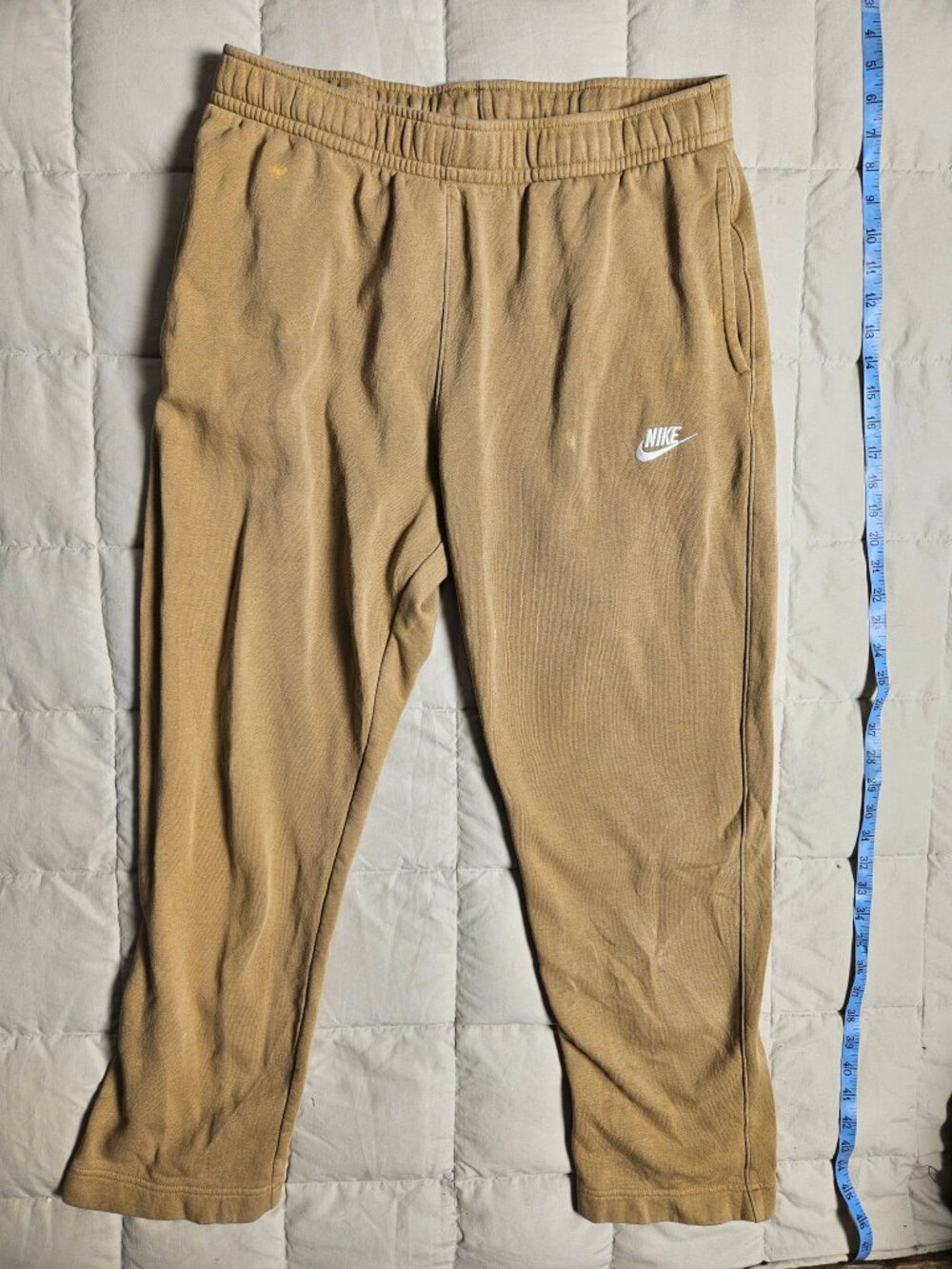 Nike Sweatpants Joggers Tan Khaki Size L Embroidered Swoosh Logo